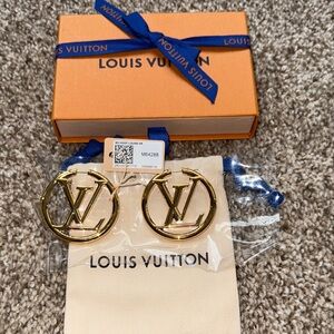 ✨100% AUTHENTIC LOUIS VUITTON LOUISE HOOP EARRINGS GM BRAND NEW FIRM W/RECEIPT!✨